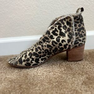 Very G Leopard Print Open Toe Booties